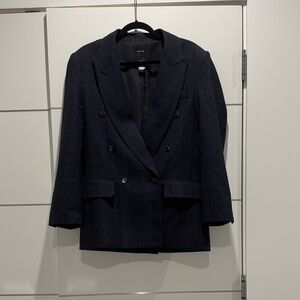 Smythe Navy Plaid Double-Breasted Blazer